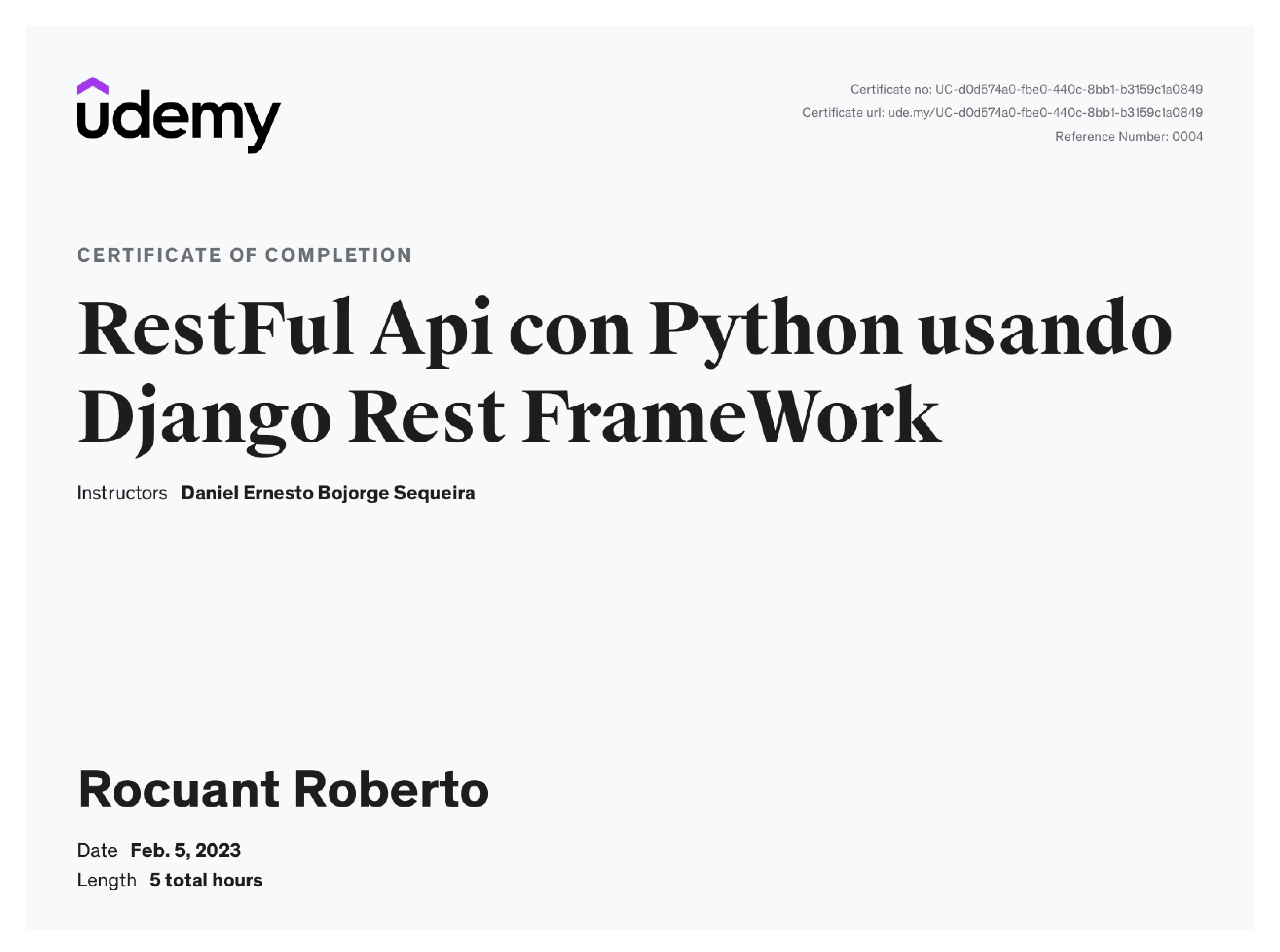 Restful API con Python usando Django Rest FrameWork